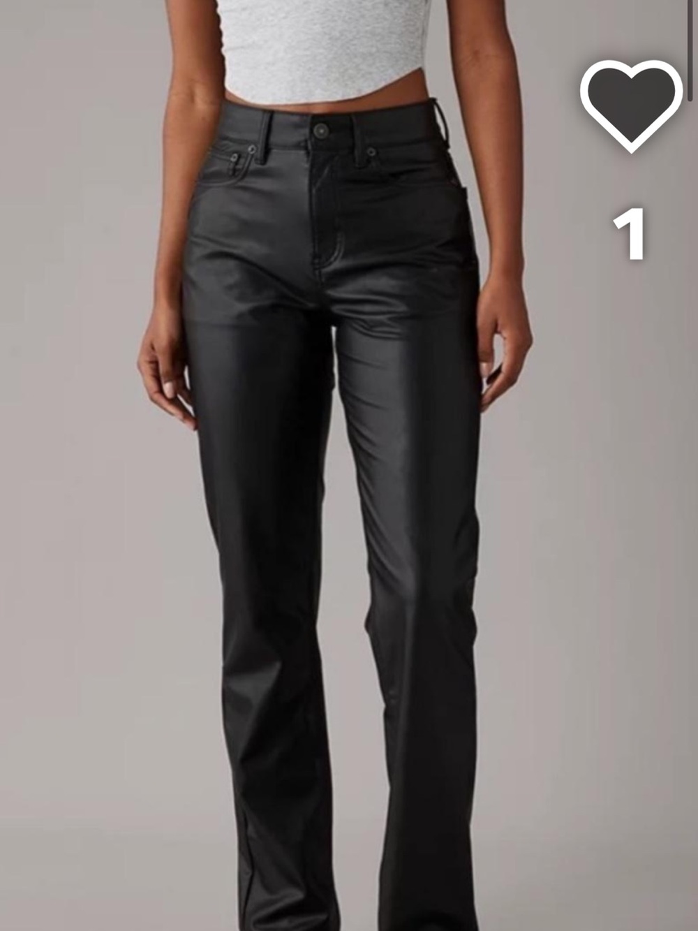 American Eagle High-Rise Black Faux-Leather Women’s Pants